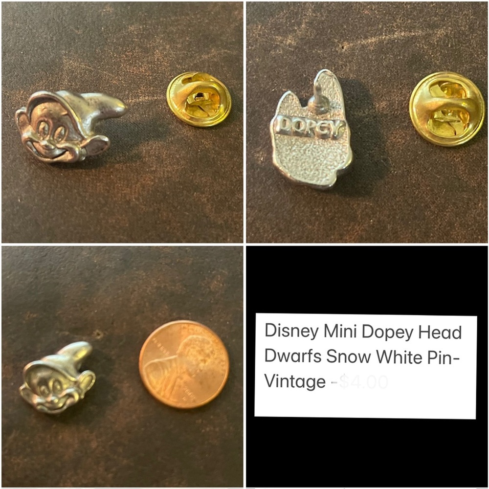 3 Vintage  lapel pins /Dopey,Wizard of Oz lion and scarecrow-see photos -$5.00